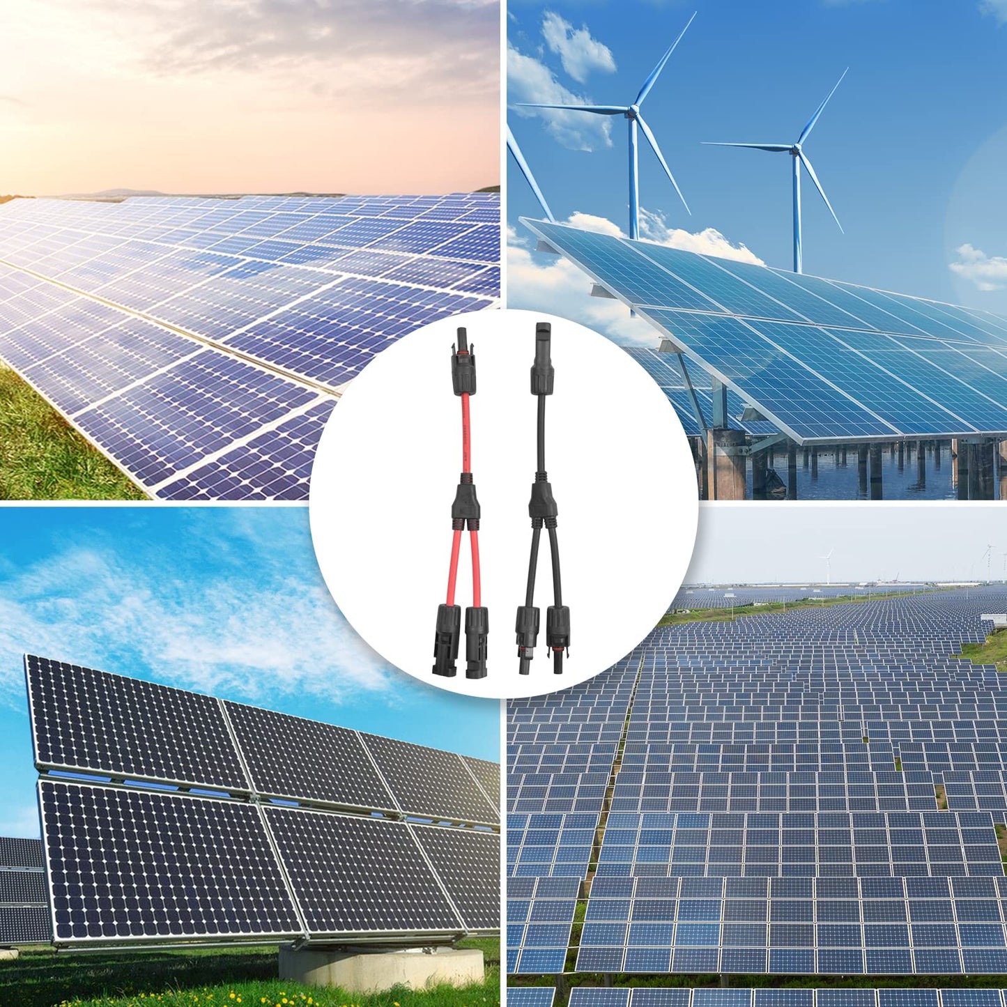 2 sets Solar Connectors Y Branch Parallel Adapter Cable Wire Plug Tool Kit for Solar Panel