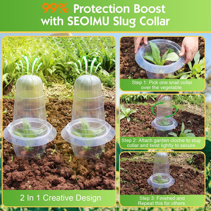 SEOIMU 【10 Pcs】 Upgraded Transparent Garden Cloches for Plants, Reusable Plant Covers, Plant Protectors from Animals for Garden Plants, Plant Covers Freeze Protection