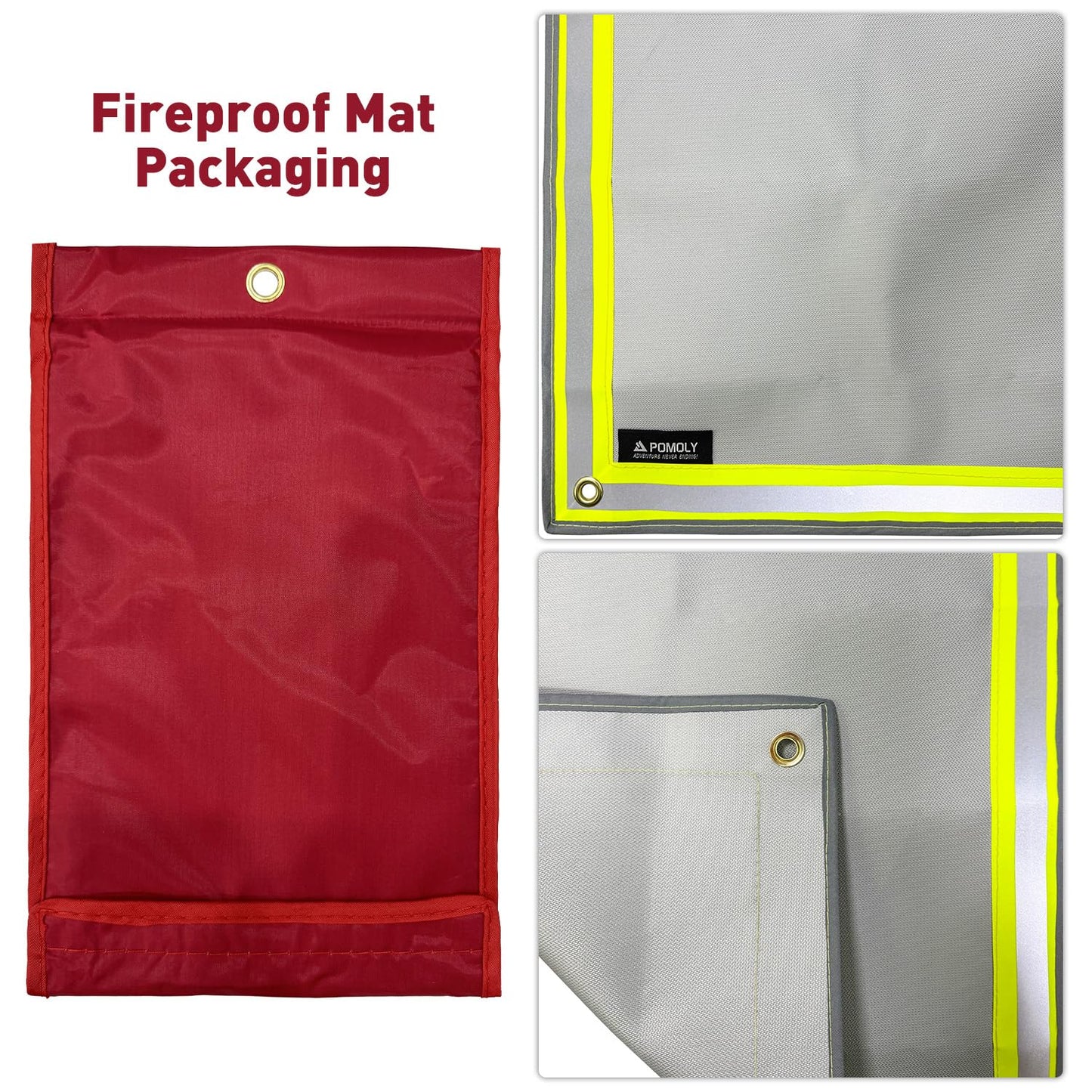 POMOLY Fire Pit Mat,Fireproof Mat Visible at Night-Great for Deck Fire Pit Base,Patio Fire Pits Pad for Outdoor Wood Burning, Wood Floor, Grass, Campsite, Lawn(31.5'' X20'')