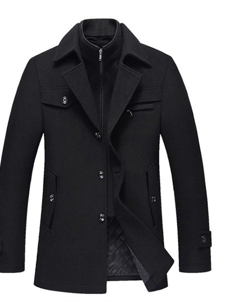 Men Woolen Coats Winter Slim Fit Warm Overcoats