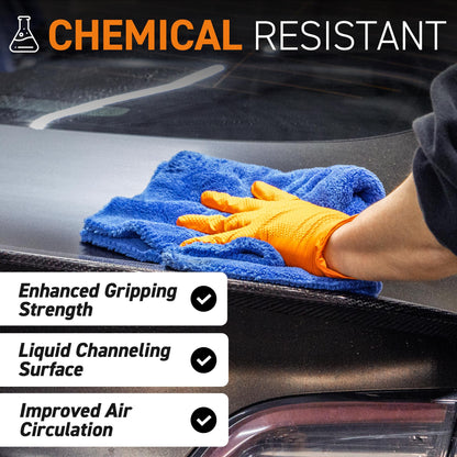 72HRS Industrial Grade Nitrile Gloves - Mechanic Gloves, 8 Mil Nitrile Gloves, Nitrile Gloves, Auto Mechanic Gloves, Rubber Mechanic Gloves, Disposable Gloves, Orange Shop Gloves (100 Pieces, Large)