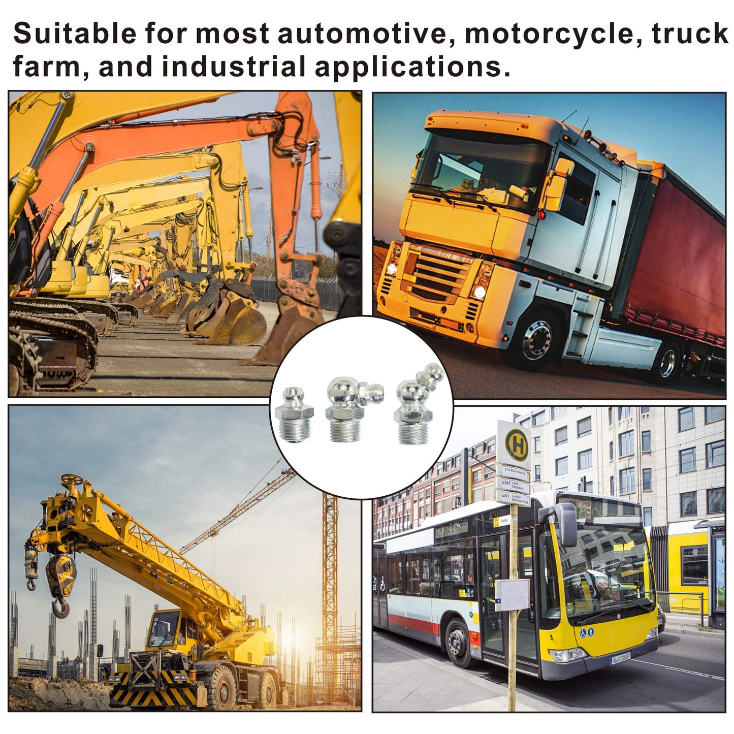 Taxutor 160-Pieces MM Metric Hydraulic Zerk Grease Fitting Assortment Set Kit - M6 M8 M10 Straight, 45 Degree, 90 Degree Angled Grease Zerk Fittings