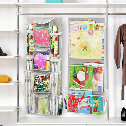 Simple Houseware Double-Sided Hanging Gift Bag & Wrap Organizer