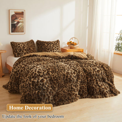 XeGe Cheetah Print Faux Fur Fluffy Pillowcases, Plush Shaggy Soft Long Pillow Covers, Fuzzy Decorative Leopard Print Pillow Cases, Furry Pillow Shams for Bed Couch Zipper, Set of 2(Standard, Brown)