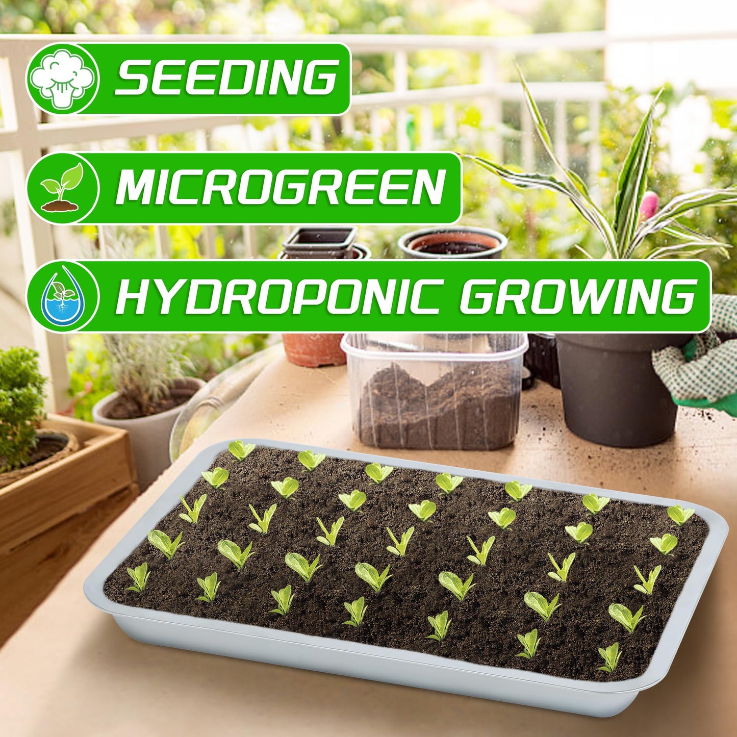 WBCBEC Stainless Steel Plant Trays, Multi-Purpose Tray for Indoor Outdoor Plants Stainless Steel Sprouting Trays Stainless Steel Seed Sprouting Kit Seed Sprouter Tray Seed Starting Trays (6PCS)