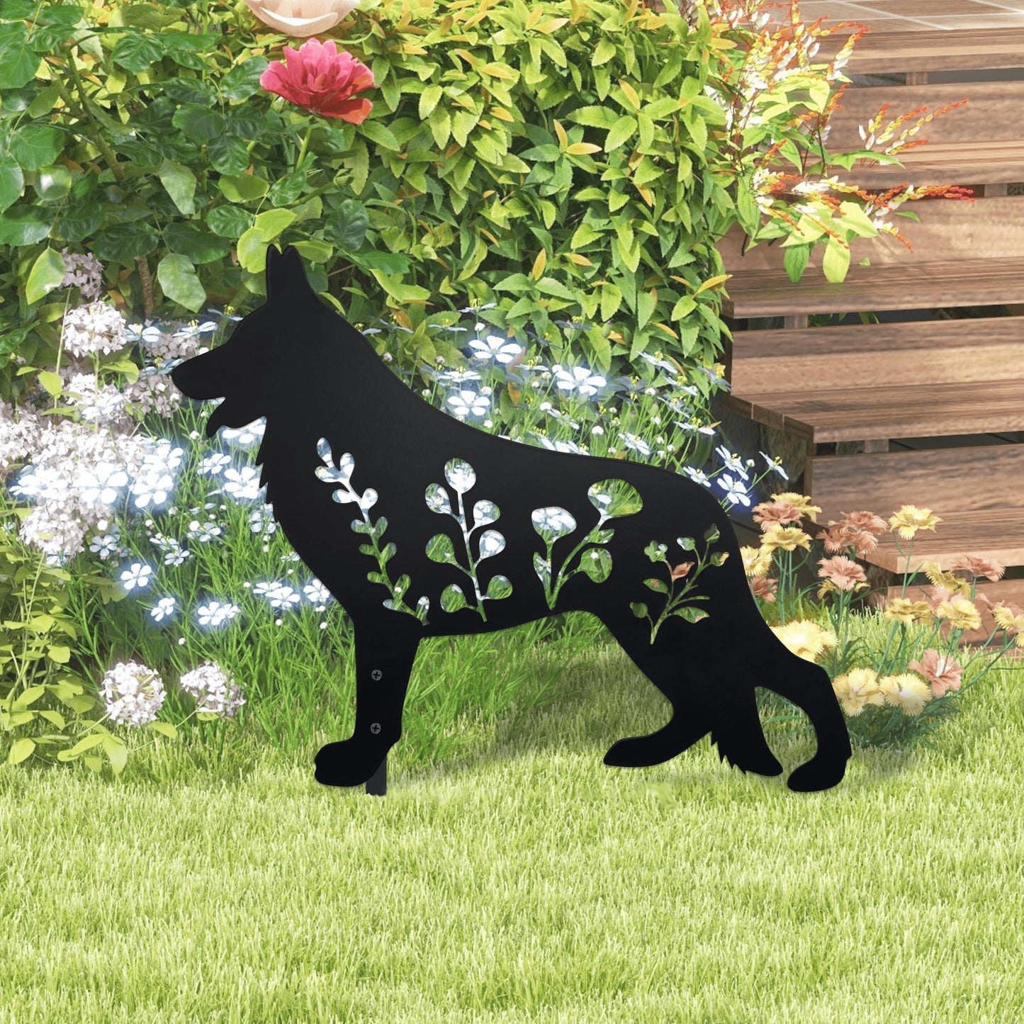 Urbraneco German Shepherd Garden Stake - Handcrafted Outdoor Decor for Dog Lovers, Durable Yard Art Statue