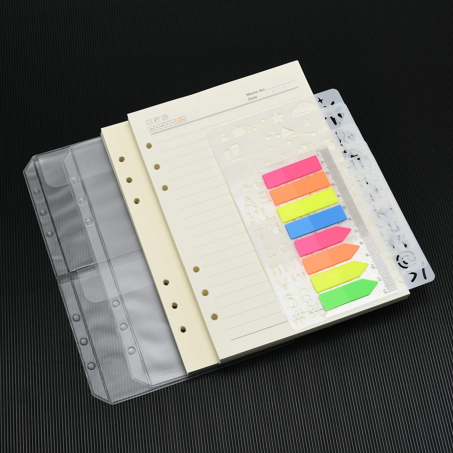 Wonderpool 320 Pages Blank/Lined A5 Refill Paper Inserts Binder Loose Leaf Paper, Dividers, Pocket, Neon Page Marker, Bookmark, Stencils for Refillable 6 Ring Binder Journal Notebook Diary Planner(A5)