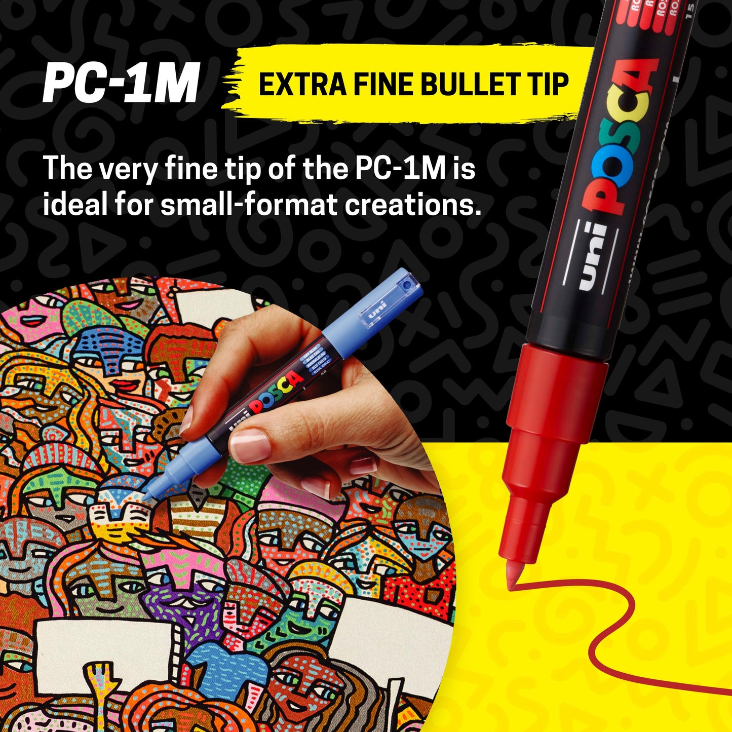 Uni-posca Paint Marker Pen - Extra Fine Point - Set of 12 (PC-1M12C)