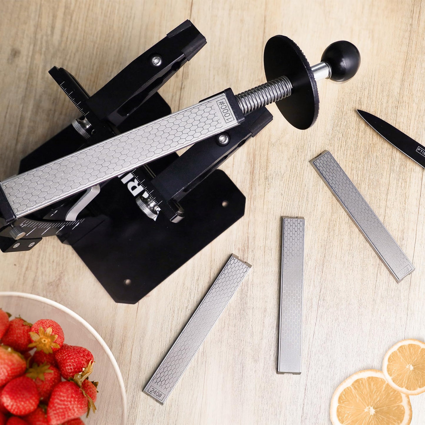 XARILK 4 PCS Diamond Knife Sharpening Stones Set with Aluminum Base 16×2.2 cm, Diamond Plates Kit for XARILK Type Sharpeners System, 240# 400# 600# 1000# Grit