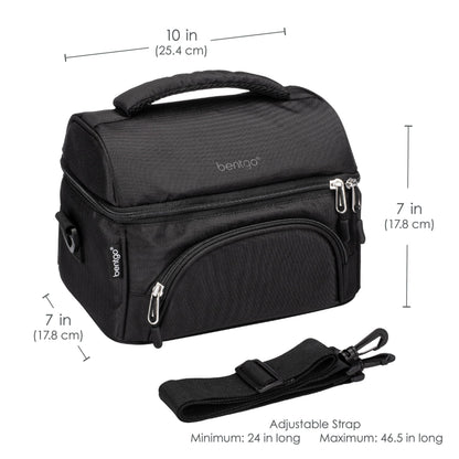 Bentgo Deluxe Lunch Bag - Durable and Insulated Lunch Tote with Zippered Outer Pocket, Internal Mesh Pocket, Padded and Adjustable Straps, & 2-Way Zippers - Fits All Bentgo Lunch Boxes (Carbon Black)