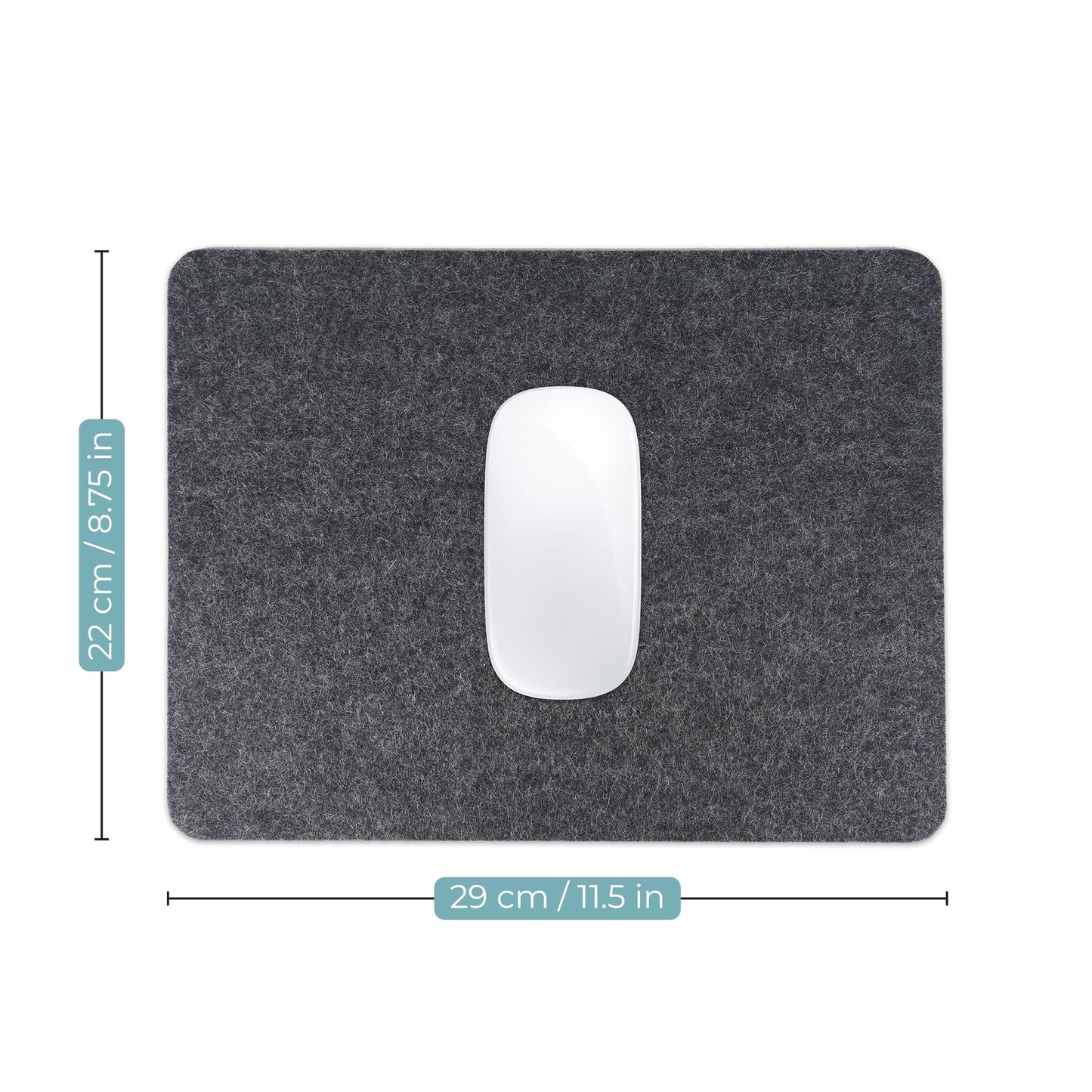 BeaverPeak Merino Wool Mouse Pad, No Logo - 11.5" x 8.75" - Antimicrobial Felt Mouse Pad - Anti Slip Cork, Black Mousepad, Soft Merino Wool and Cork | Made in Canada, Zero Polyester (Black)