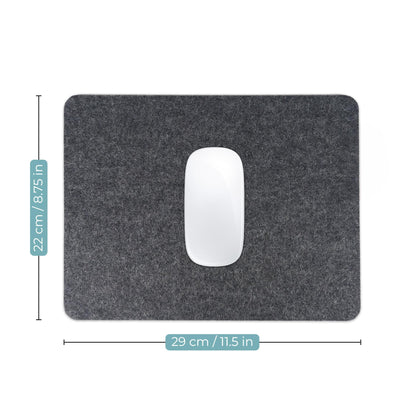 BeaverPeak Merino Wool Mouse Pad, No Logo - 11.5" x 8.75" - Antimicrobial Felt Mouse Pad - Anti Slip Cork, Black Mousepad, Soft Merino Wool and Cork | Made in Canada, Zero Polyester (Black)