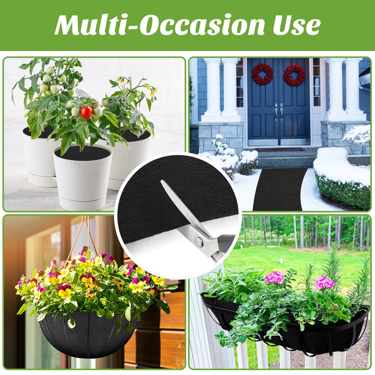 Adnee 118 x 14 Inch Non Woven Flower Pot Liner Roll-Black Felt Hanging Basket Liners-Fabric Planter Liner for Garden Planter Window Hanging Flower Basket Indoor Outdoor