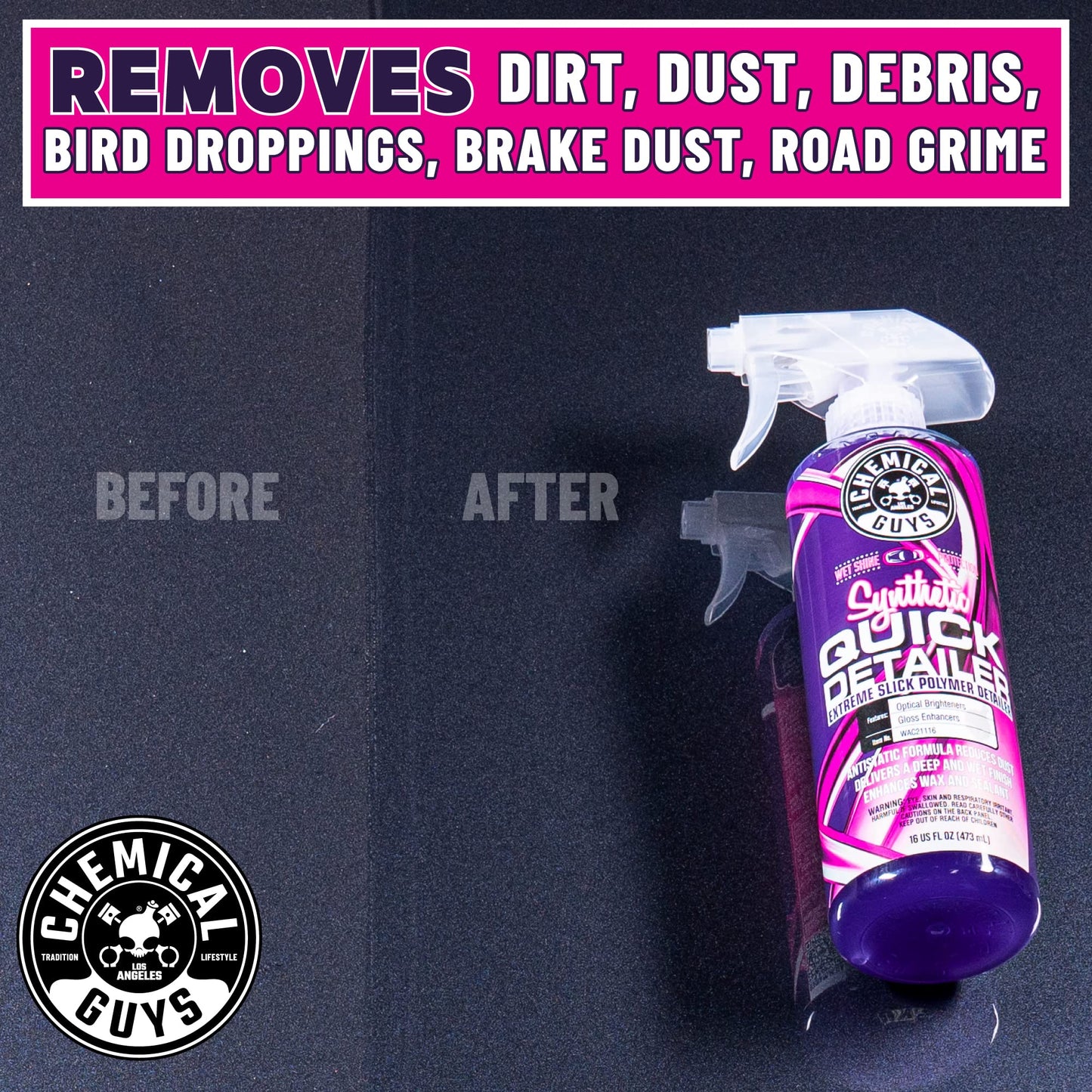 Chemical Guys Synthetic Quick Detailer, Extreme Slick Polymer Detailer, Great for Cars, Trucks, SUVs, Motorcycles, RVs & More, 473 ml (2 Pack)