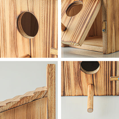 Bird Houses for Outside，Wooden Birdhouse with Open House Design - Perfect Nesting Box for Bluebirds - Ideal for Outside - Blue Bird House for Outdoor Clearance
