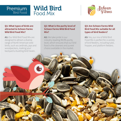 Schoen Farms Wild Bird Seed Food Mix – 2.27 kg Bag – Classic Seed Blend for Finches, Cardinals, Chickadees & Sparrows – Canadian Grown Bird Feed