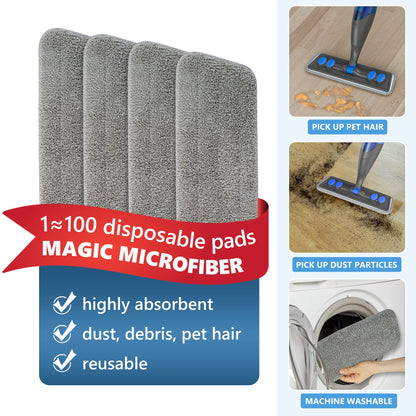Spray Mops for Cleaning Floors: Papclean Floor Mop for Wet Dry Household - 4 Microfiber Pads 635ML Refillable Bottle for Hardwood Laminate Vinyl Apartment Kitchen Bathroom Cleaning