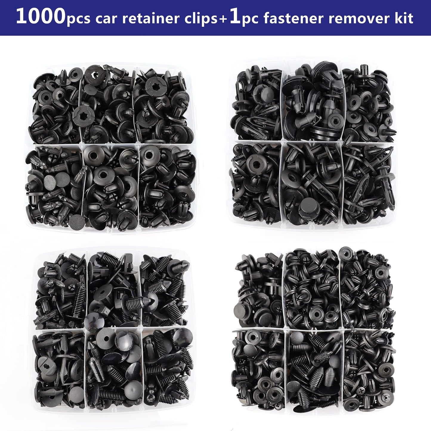 Car Bumper Clips Shield Retainer Clips Plastic Rivets 1001PCS Automotive Push Pins Assortment Xmas Tree Fasteners Kit Most Common Sizes Auto Body Push Pin with Removers for Ford Honda Chrysler GM