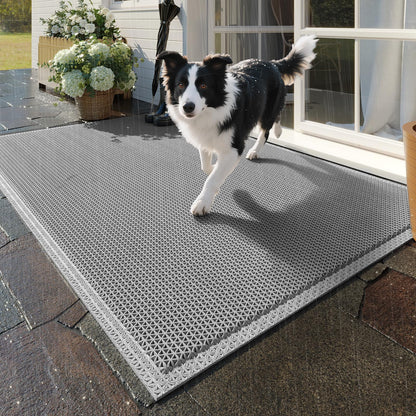 YDKGL Front Door Mat 20''x31'', Drainage Heavy Duty Dirt Trapping Non-Slip Doormats, Rubber Floor Mats, Restaurant Commercial Kitchen Industral Pool Entrance Bar Wet Area, Grey