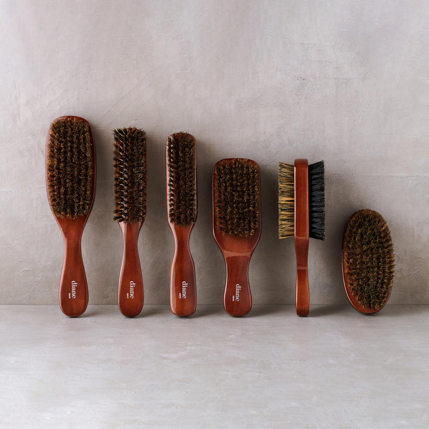 Diane Premium Boar Bristle Brush for Men € Double Sided, Medium and Firm Bristles for Thick Coarse Hair € Use for Smoothing, Wave Styles, Soft on Scalp, Club Handle, D8115