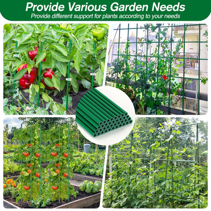 123PCS Garden Stakes Set with 36PCS 16 Inch Fiberglass Plant Sticks and Stake Arms, DIY 4ft 5ft 6ft 7ft 8ft Tomato Stakes, Garden Stakes for Vegetables Tomato Pepper Indoor Outdoor Plants