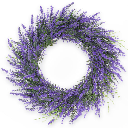 petalyn Lavender Wreath for Front Door, 20 Inch Artificial Purple Spring Summer Wreath Wedding Decor, Door Wreath for Hanging Wall Window Home Porch Farmhouse Party