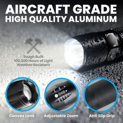 TacLight Tactical Flashlights, 3 Pack Zoomable Waterproof Flashlight Camping, LED Flashlight, Torch Light, Lampe De Poche, Heavy Duty Flash Light, Emergency Flashlight AS SEEN ON TV…