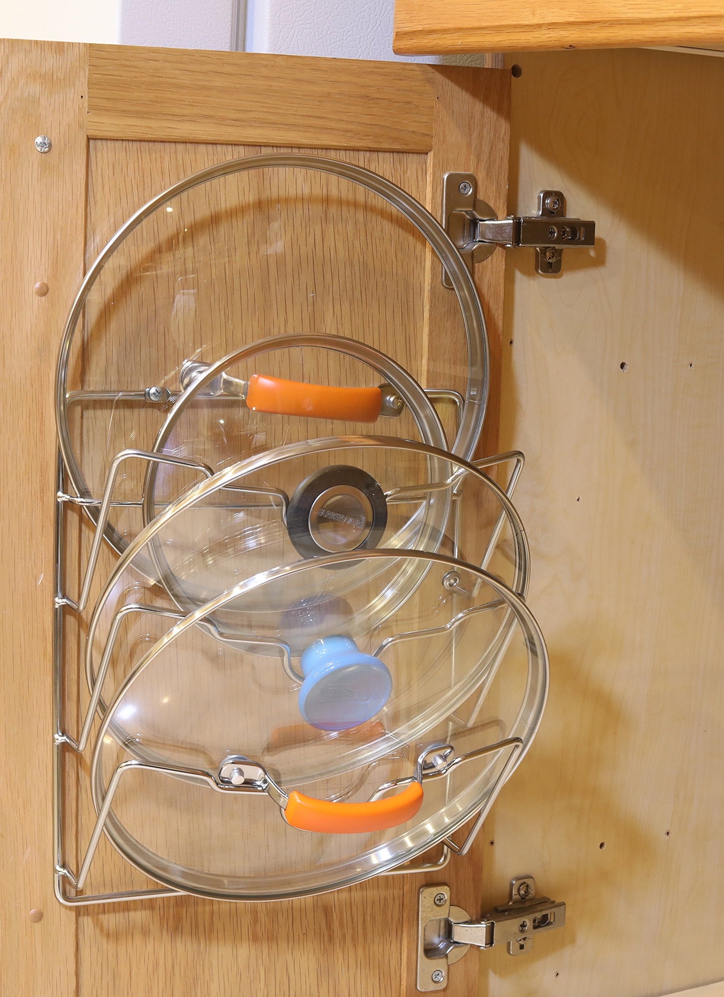 Simple Houseware Cabinet Door/Wall Mount Pot Lid Organizer Rack, 2 Pack, Chrome