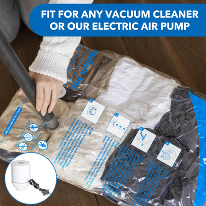 16 Pack Vacuum Storage Bags with Electric Air Pump,4 jumbo, 4 large, 4 midium, 4 small bags, Airtight Compression Bags for Clothes, Pillows, Comforters, Blankets, Bedding