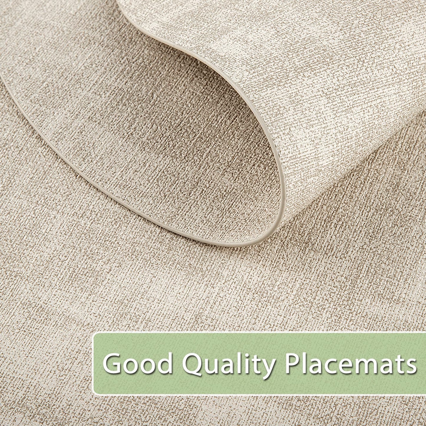 BIPASION Oval Placemats Set of 6 for Dining Table Heat-Resistant - Waterproof, Anti-Slip, Washable Table Placemats - Premium Leather PlaceMat as Stylish Home Decor, Beige