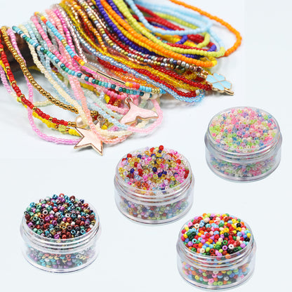 KERGAEN 48000pcs 2mm Seed Beads & Alphabet Beads Kit - 12/0 Ultra-Fine Jewelry Making Supplies with Elastic String, Earring Hooks, Clasps - Complete DIY Craft Set for Bracelets, Necklaces