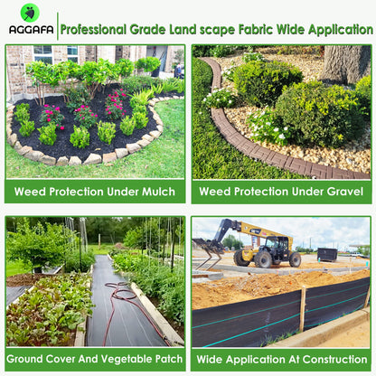 AGGAFA (2ft x 50ft) 100% Virgin Material Premium Heavy Duty Weed Barrier Fabric for Landscaping, Farming, Gardening and Agriculture. Durable Woven Landscape Fabric