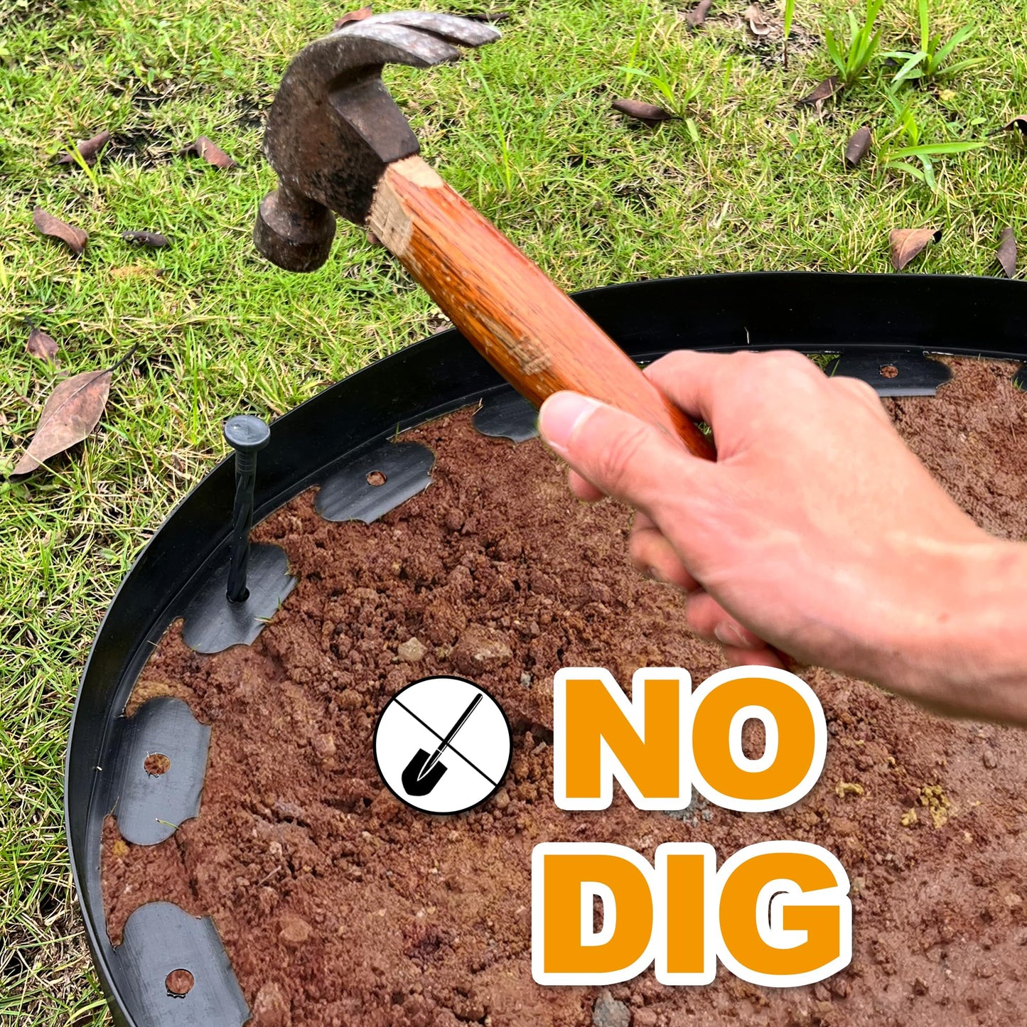 2 inch Tall Landscape Edging No Dig 33FT Garden Edging with 30 Spikes, Landscape Edging Border for Landscaping, Lawn, Flower Beds, Grass, Yard (2inch 33ft)
