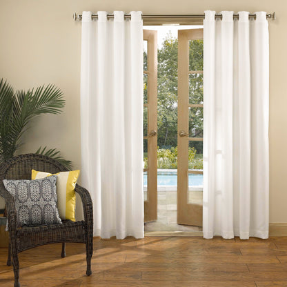 Sun Zero Marina Indoor/Outdoor UV Protectant Energy Efficient Grommet Curtain Panel, 54" x 84", White