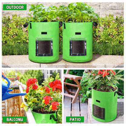 10 Gallon Potato Grow Bags, 6 Pack, Two-Sides Transparent Window Garden Planting Bag with Durable Handle, Thickened Nonwoven Fabric Pots Vegetable Grow Bags for Tomato, Carrot, Onion, Fruits, Flower
