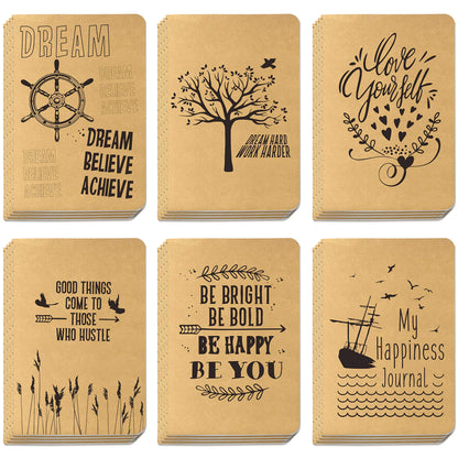 24 Pack Kraft Lined Notebook Journal Pocket Notebook with 6 Designsin (80 pages, 4” x 5.7”)