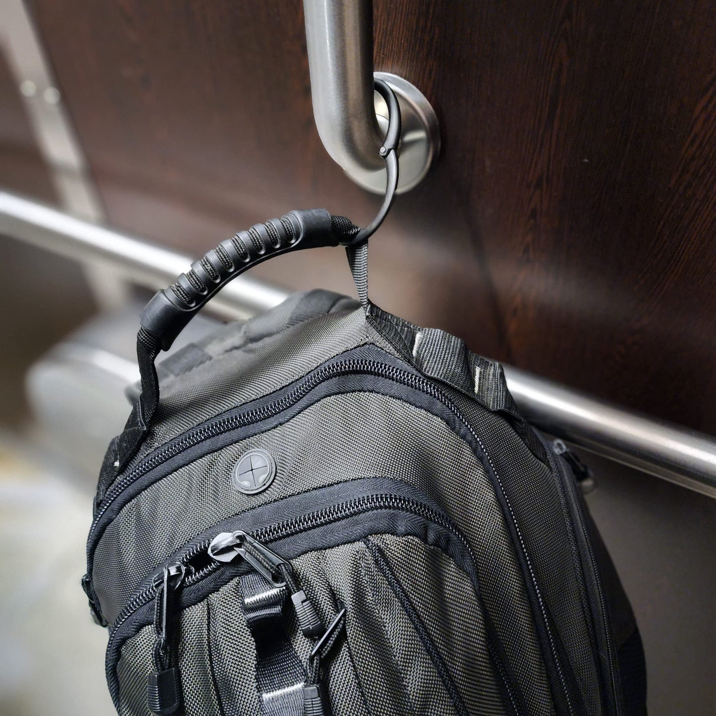Clipa Handbag Hanger – Matte Black PVD - The Ring That Opens into a Hook and Hangs in Just 10 mm of Space, Holds 15 kg, 3 yr. Warranty.