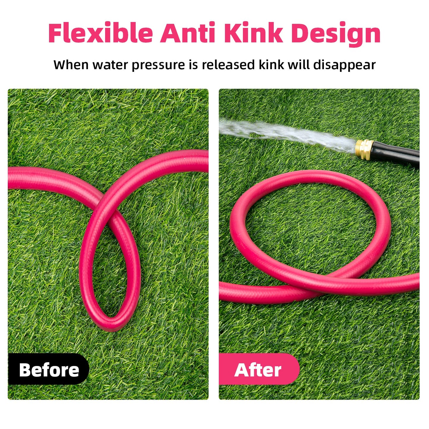 WELLUCK Garden Hose Heavy Duty Durable Anti Kink Flexible Garden Water Hose for Drinking Water Safe BPA Free, All-Weather Lightweight Water Hose for Garden RV Camper Marine (10FT)