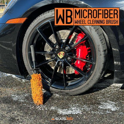 Suds Lab WB Premium Microfiber Cleaning Wheel Brush for All Vehicle Types – 18.1" Ultra-Soft & Scratch-Free Reusable Rim, Wheel, and Tire Brush with Ergonomic Handle