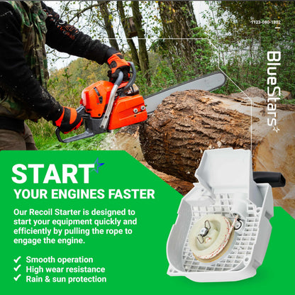 [Upgraded] BlueStars 1123 080 1802 Recoil Starter Assembly - Compatible with Stihl 021 023 025 MS210 MS230 MS250 Chainsaw - Replaces 11230801802 1123-080-1802