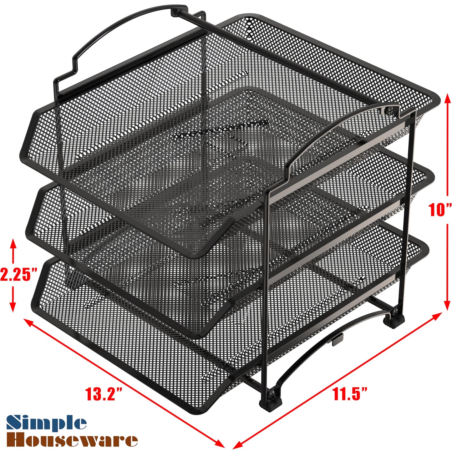 Simple Houseware 3 Tier Stackable and Sliding Document Letter Tray Organizer, Black