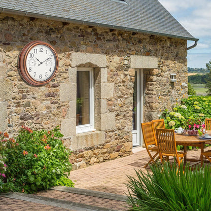 Vigorwise 12inch Outdoor Clocks Plastic Waterproof Wall Clock with Temperature & Humidity
