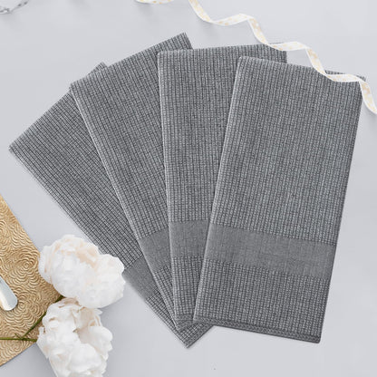 smiry Premium Kitchen Towels(18"x 28", 6 Pack), Large Cotton Dish Cloths Set, Flat & Terry Towel Highly Absorbent Tea Towels with Hanging Loop, Grey