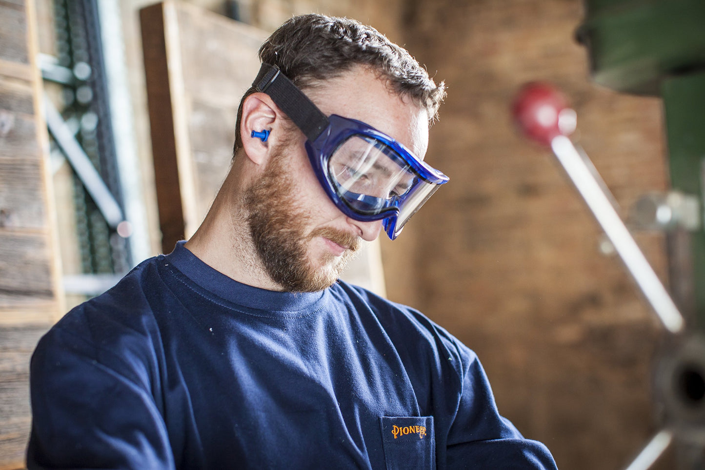 Sellstrom Flexible, Soft, Indirect Vented, Odyssey II Industrial Goggle, Scratch-Resistant, Anti-Fog, Dual Panel Clear Lens, Adjustable FR Strap, Blue Frame, S80200