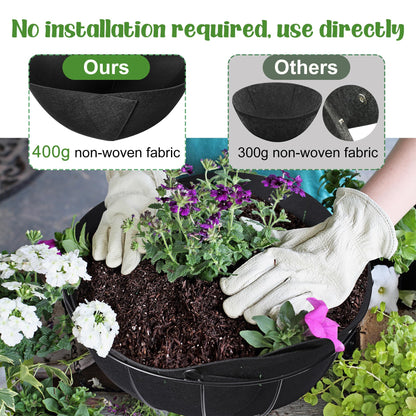 14inch Round Fabric Planter Basket Liner- 4Pcs Felt Flower Pot Liners-Hanging Plant Basket Fiber Insert for Garden Wall Hanging Planter Flower Vegetables