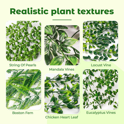 Der Rose 6Pcs Fake Plants Hanging Potted Artificial Hanging Faux Ivy Vines Plants for Bathroom Kitchen Wall Shelf Decor Indoor Outdoor