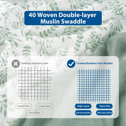 Yoofoss Muslin Swaddle Blankets, 4 Pack Receiving Blankets for Boys and Girls, 47 x 47 Inches Muslin Baby Blankets Soft Breathable - Green