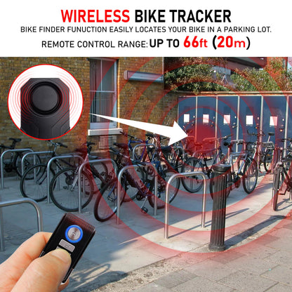 vBike Anti-Theft Alarm System,for eBike, Bike, Motorcycle, and Trailer Wireless with Two Remote Controls, Vibration Motion Sensor, Waterproof, 113dB Loud Alarm with Seven Sensitivity Level