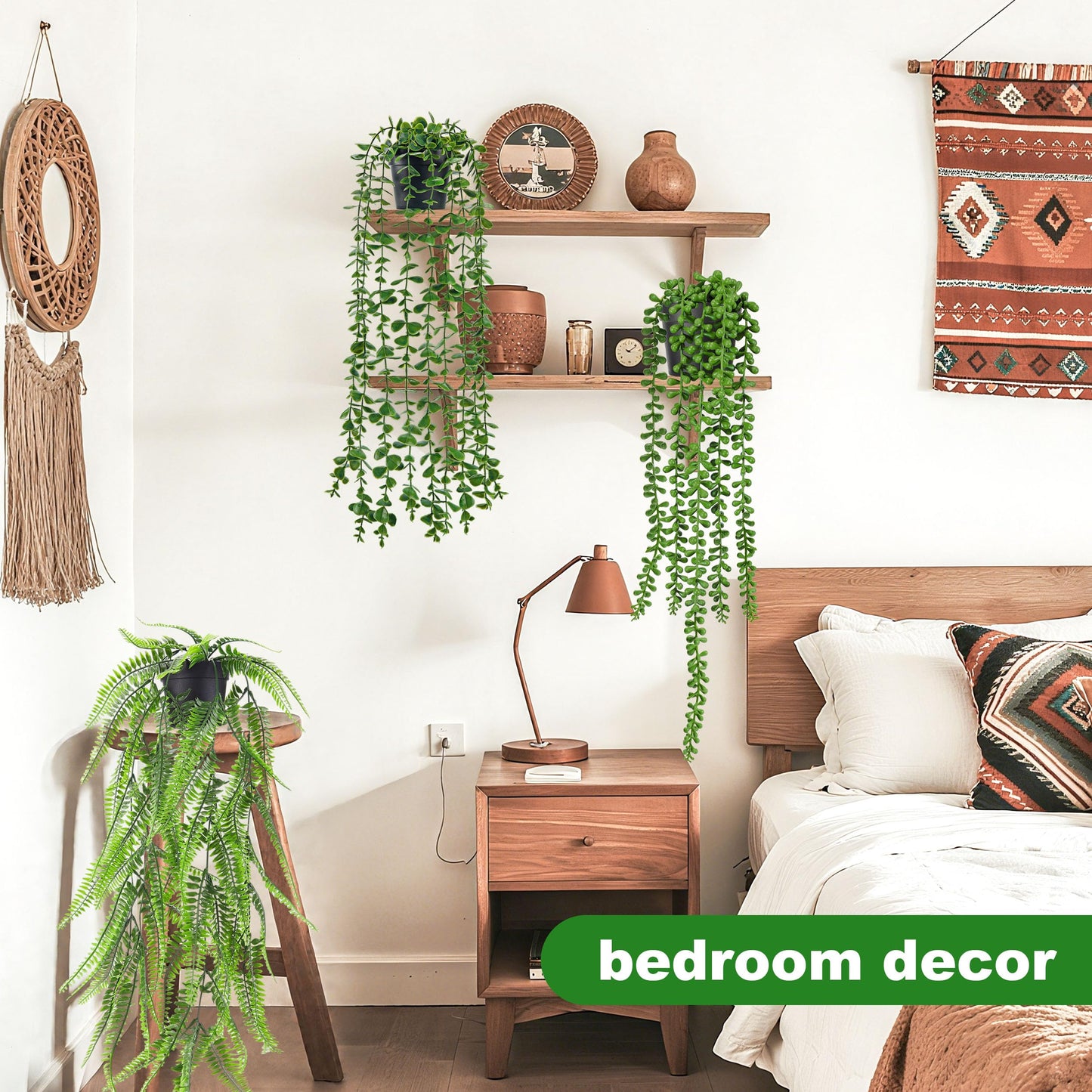 Der Rose 4Pcs Fake Plants Hanging Artificial Ivy Vines Faux Hanging Plants for Boho Home Bathroom Bedroom Living Room Wall Shelf Office Decor Indoor Outdoor