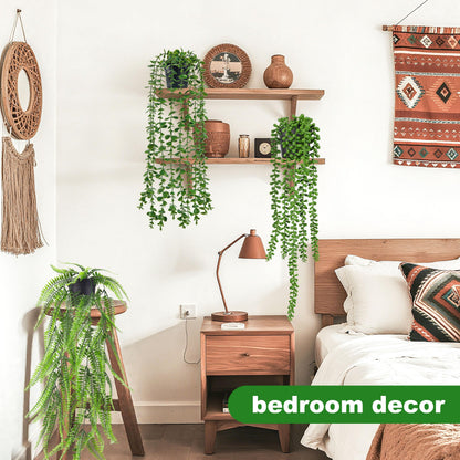 Der Rose 4Pcs Fake Plants Hanging Artificial Ivy Vines Faux Hanging Plants for Boho Home Bathroom Bedroom Living Room Wall Shelf Office Decor Indoor Outdoor